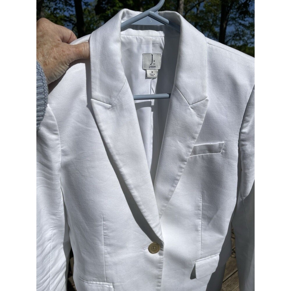 J.Crew White Lined 1 Button Career Blazer Style: L1296 Ladies Size 8